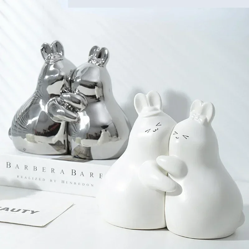 Creativity never separate Hug rabbit ceramic bookend bookshelf decoration home living room bookcase children's room decorations