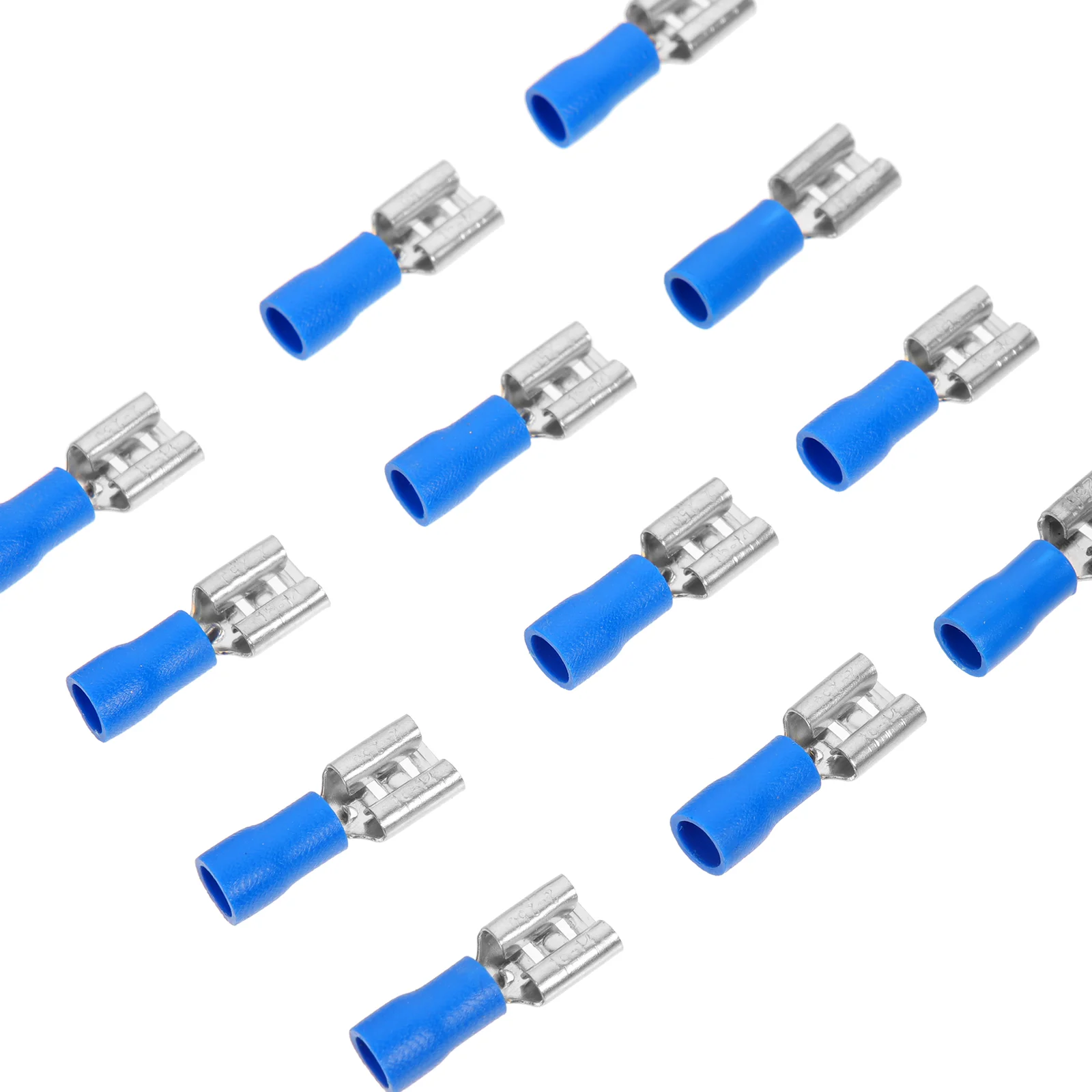 100 Pcs Insulated Terminal Electrical Crimp Connectors Terminals Quick Disconnect Spade Semi-Insulated Splice End Wire Blue