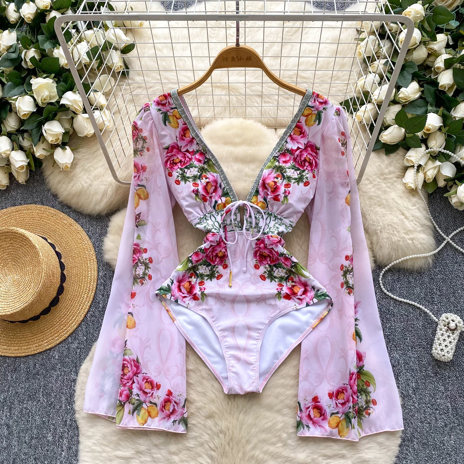 

Chic slim print Jumpsuit Vintage High Waist Romper Beach Casual Spring Summer Women Playsuit women clothing