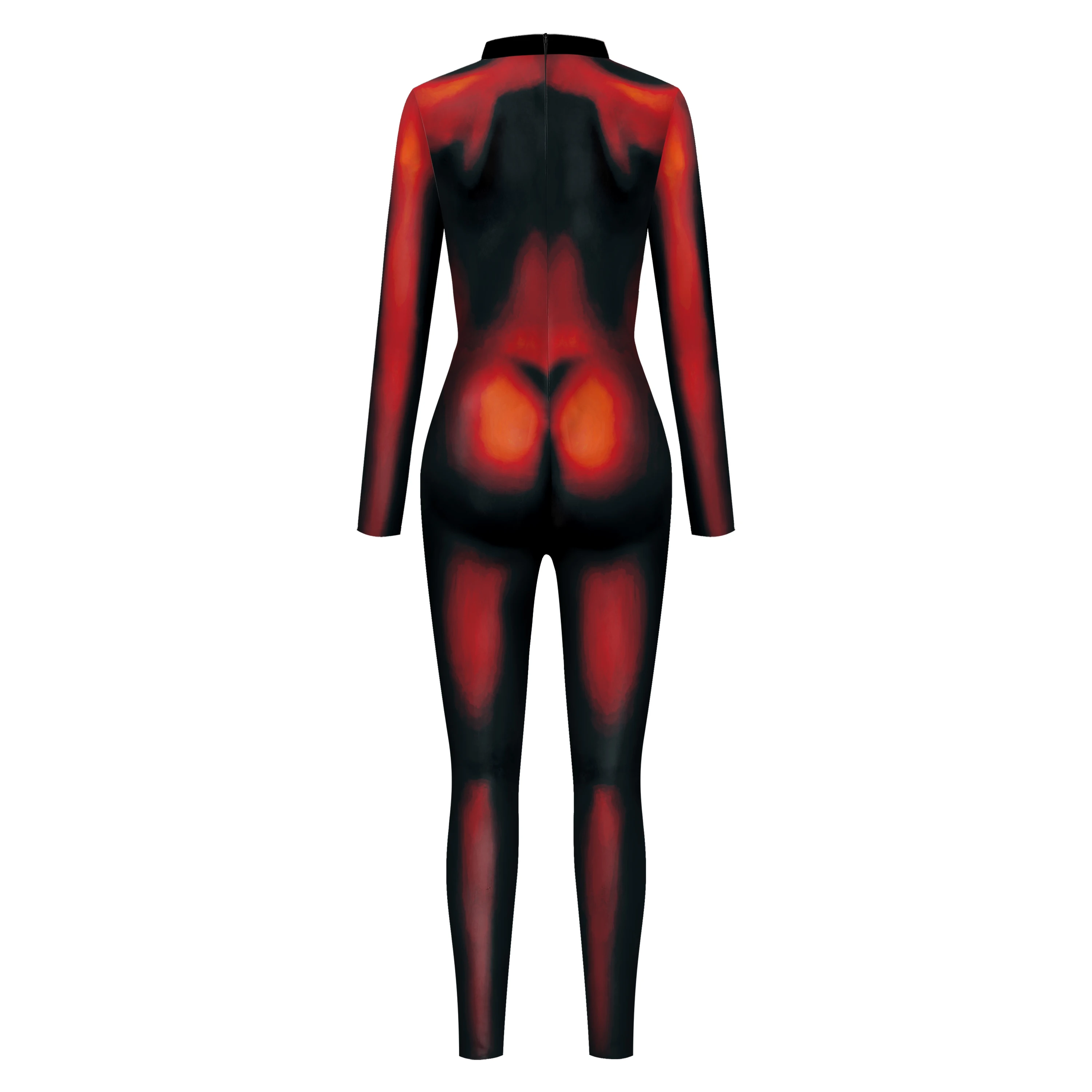 VIP FASHION Women Red Zentai Suit Carnival Purim 3D Printed Costume Cosplay Holiday Party Clothes tuta Sexy tuta femminile