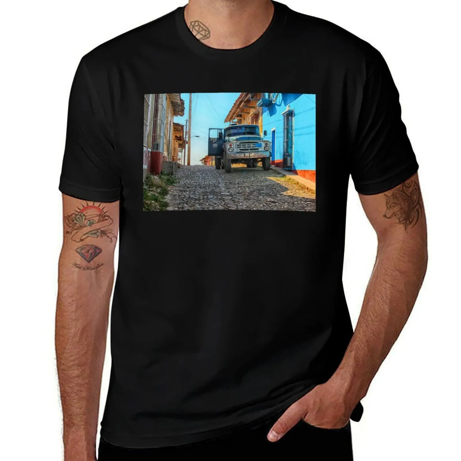 

Truck in Trinidad, Cuba T-Shirt customizeds summer shirt new edition Funny t-shirt slim fit t shirts for men