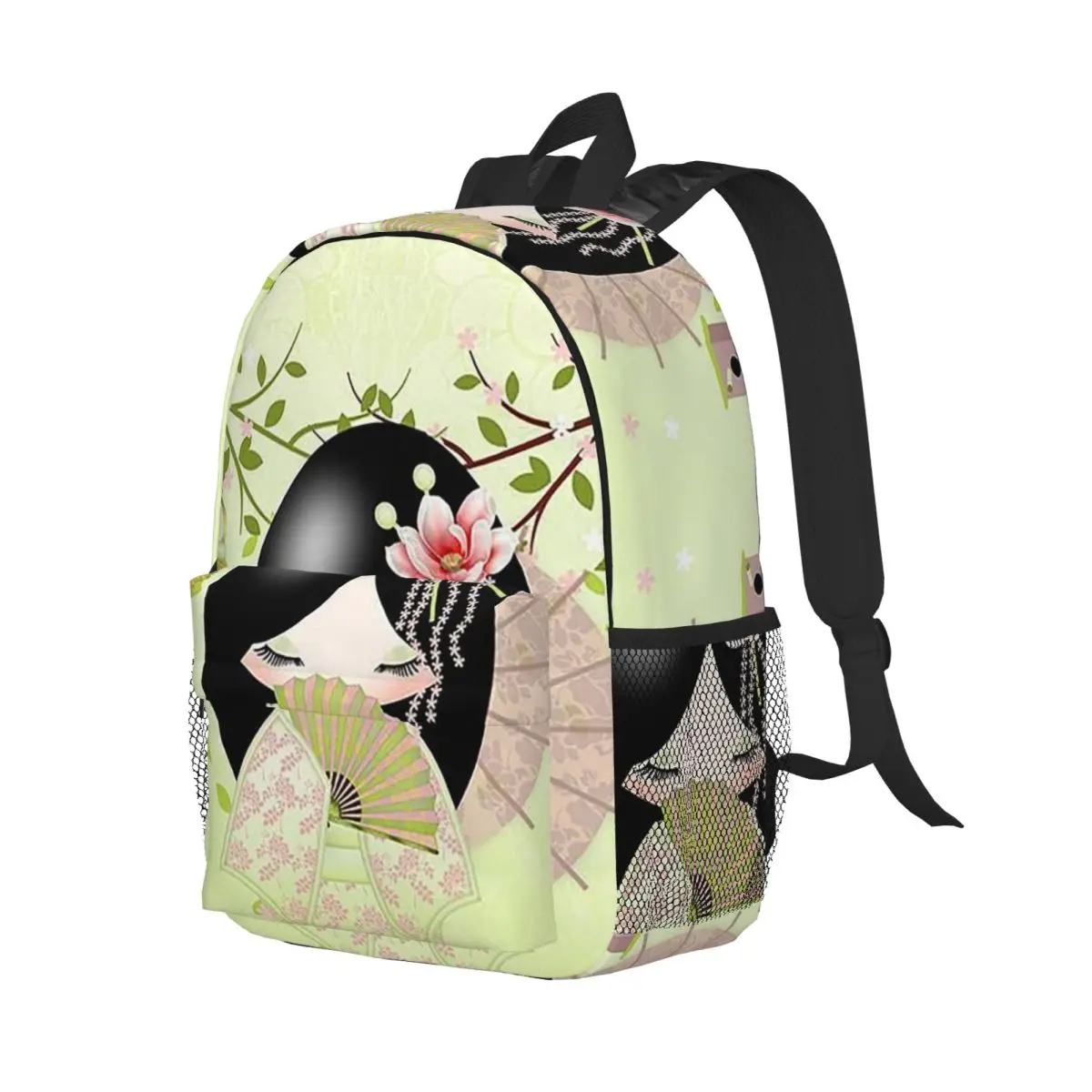 

Japanese Red Sakura Kokeshi Doll Backpack Student Boys Girls BookBag Children School Bag Laptop Shoulder Bags for Men Women
