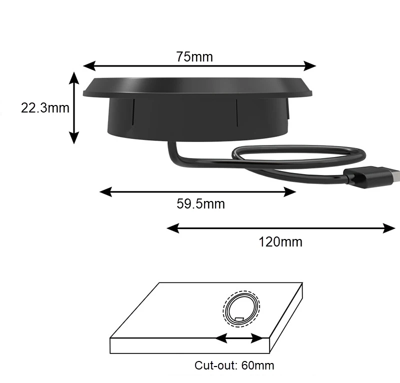 

TYTXRV Caravan15W Встроенное беспроводное зарядное устройство USB Type-C для прицепа на колесах