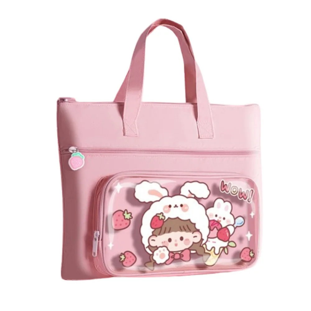 

Kawaii Capybara Tote, школьная сумка, ручной многослойный органайзер для файлов с ручкой, портативная сумка для файлов формата А4, сумка для хранения произведений искусства