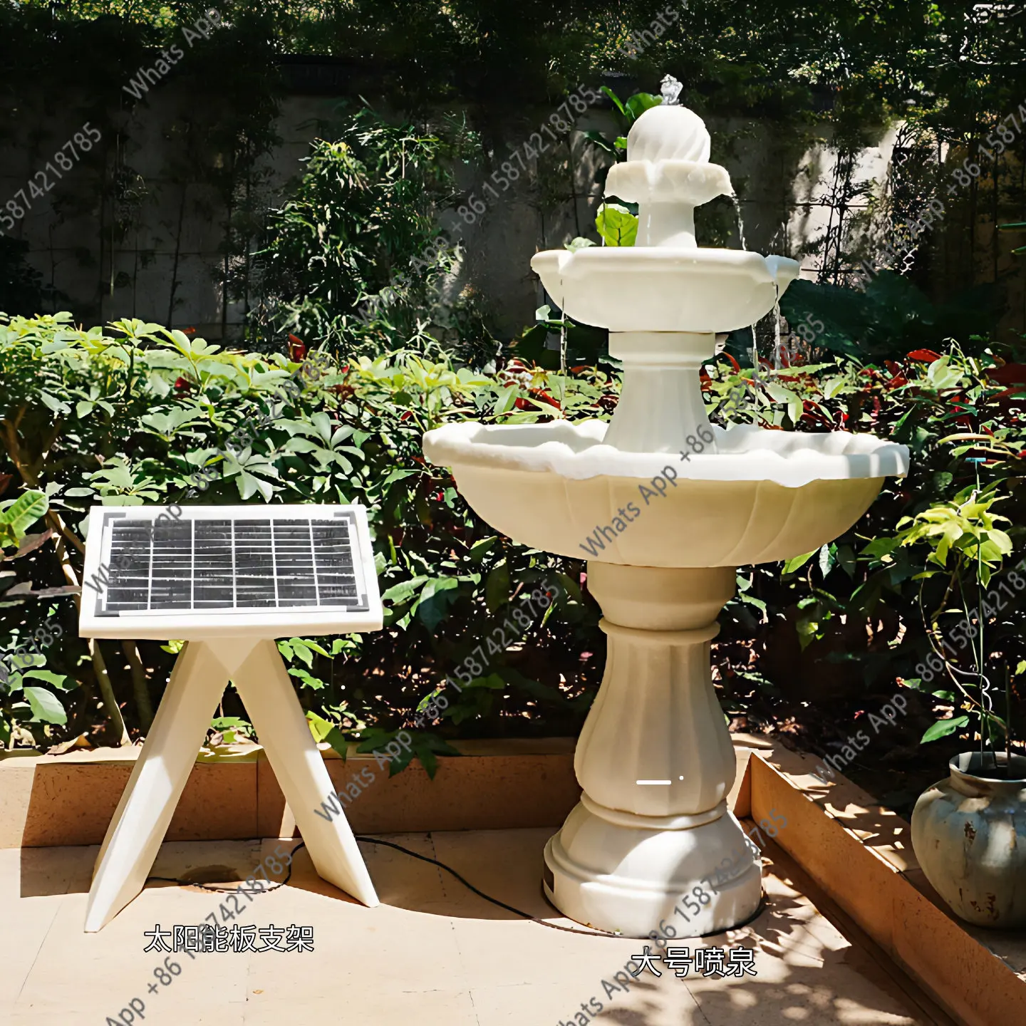 

Солнечный садовый фонтан в европейском стиле, декоративный пруд для загадывания желаний, украшение для уличного балкона, беспроводной, из стекловолокна и песчаника