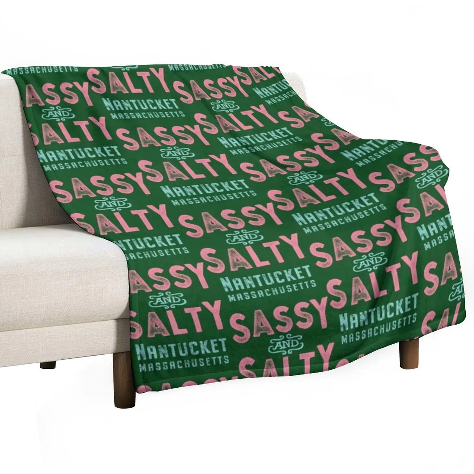 Nantucket Massachusetts Sassy and Salty Throw Blanket - Manta suave y lujosa, regalo navideño para la familia