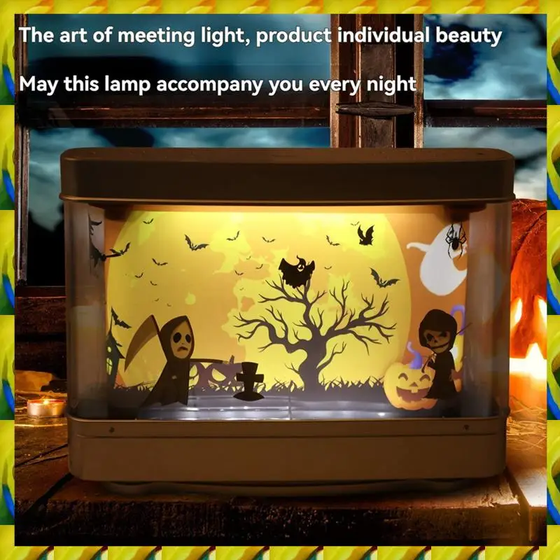WFF Fish Tank Light Aquarium Decor Night Light Virtual Halloween Dynamic LED Table Lamp For Room Decor Home, Office