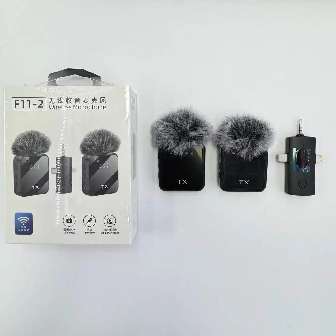 New Wireless Lavalier Microphone One-to-two Mobile Phone Universal Live Broadcast Intelligent Noise Reduction Three-in-one
