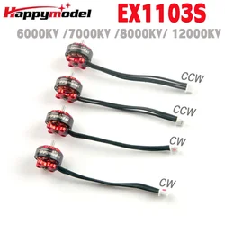 4PCS Happymodel Upgraded EX1103S 1103 6000KV 7000KV 8000KV 12000KV 2-3S Brushless Motor for RC Drone FPV Toothpick Mobula7