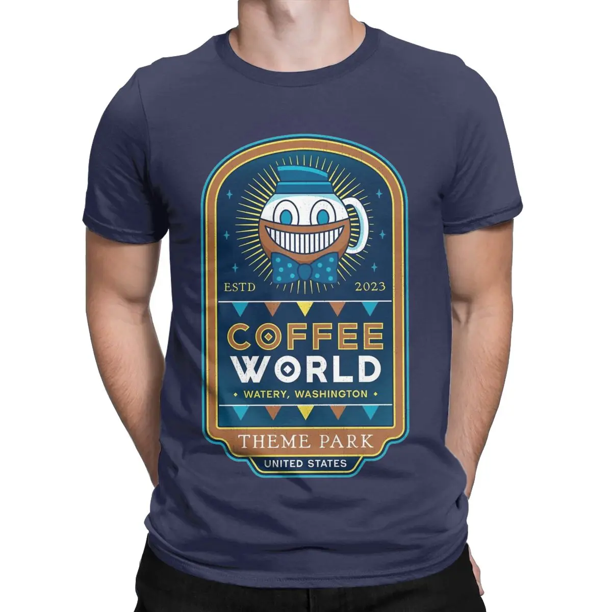 Men T-Shirt Watery Coffee World Alan Wake 2 Vintage 100% Cotton Tee Shirt Game Anime T Shirt Round Neck Clothes Party