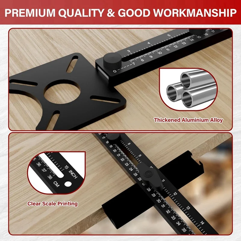 AB47-Router Milling Groove Bracket,Cabinet Hardware Jig Router Guide Router Circle Cutting Jig Adjustable Router Jig