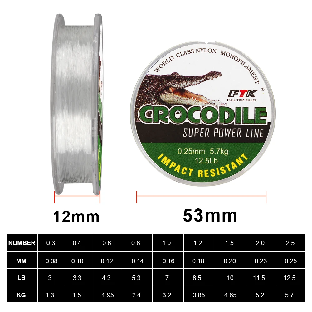 FTK Ice Fishing Nylon Line 0.08MM-0.25MM 2.9-12.5LB 1.3kg-5.7kg Strong Brand Leader Line Clear Fishing Line Peche Accesoires