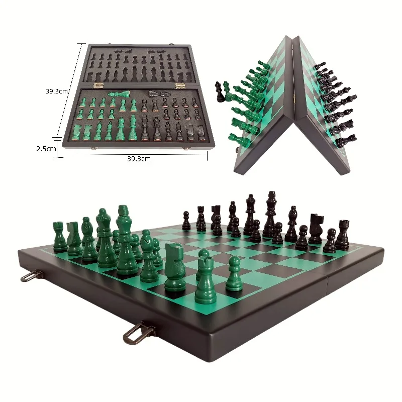 New Design 15 Inch Foldable Magnetic Wooden Chess Set with Chess Box Kids Educational High Quality Indoor