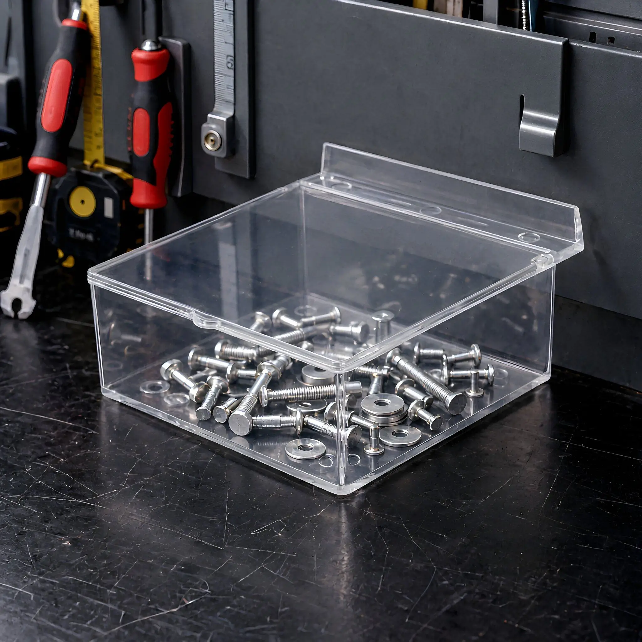 4 Pcs Slot Board Storage Box Clear Slatwall Bins for Hardware Binder Holder Hobby Supplies Hanging Plastic