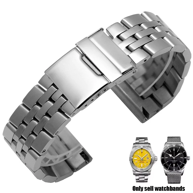 Solid Stainless Steel Watchband 20mm 22mm 24mm Bracelet For Breitling Watch Strap for AVENGER NAVITIMER SUPEROCEAN Belt