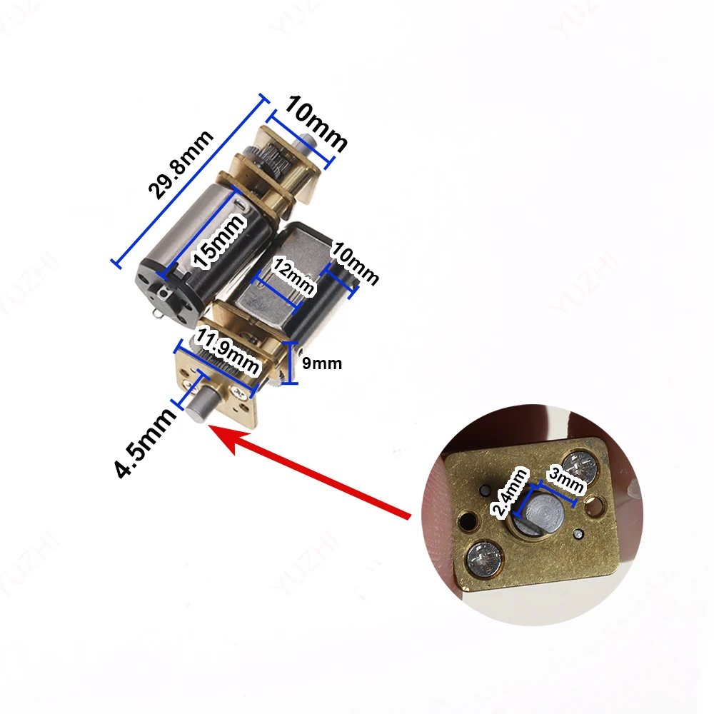 DC 3.7V 6V 7.4V Precision N20 Gear Motor DC 5V 144RPM Slow Speed Large Torque D-shaft All Metal Gearbox Mute Gear Motor