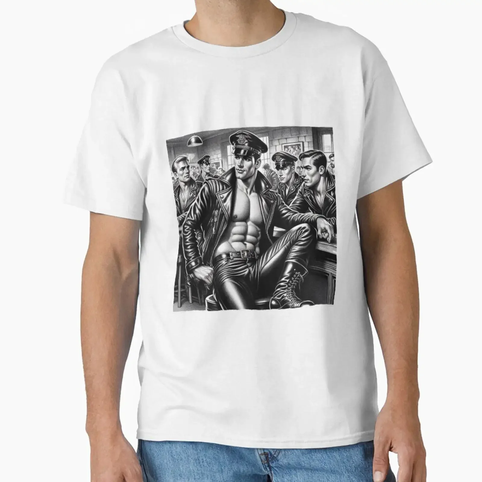 1940s Vintage Leather Bar Daddy Tom of Finland Tribute San Francisco Pride T Shirt vintage Washed Top For Everyday Wear