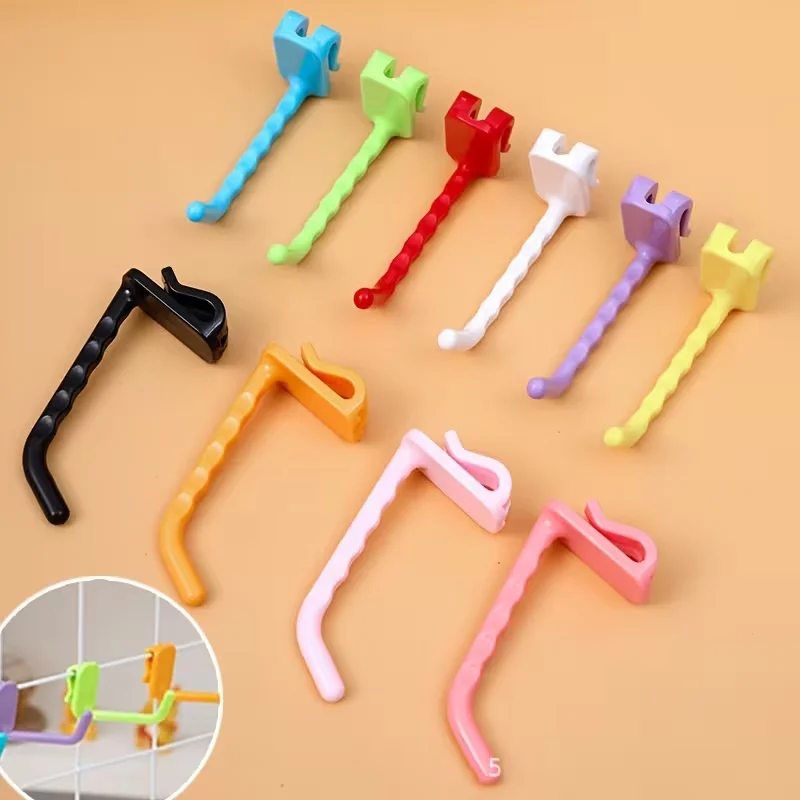 10 Pieces of Durable Plastic Hooks for Metal Mesh Panels, Durable Grid Wall Hooks, Display Hooks, Easy to Install and Reusable