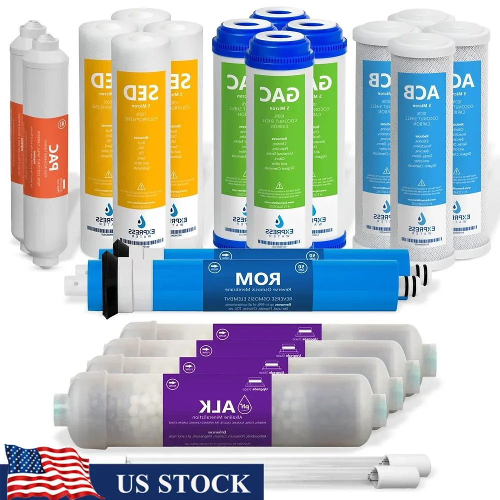 RO System Filter Set 22 Filters 50 GPD Carbon Sediment Membrane Quick Connect NSF Certified