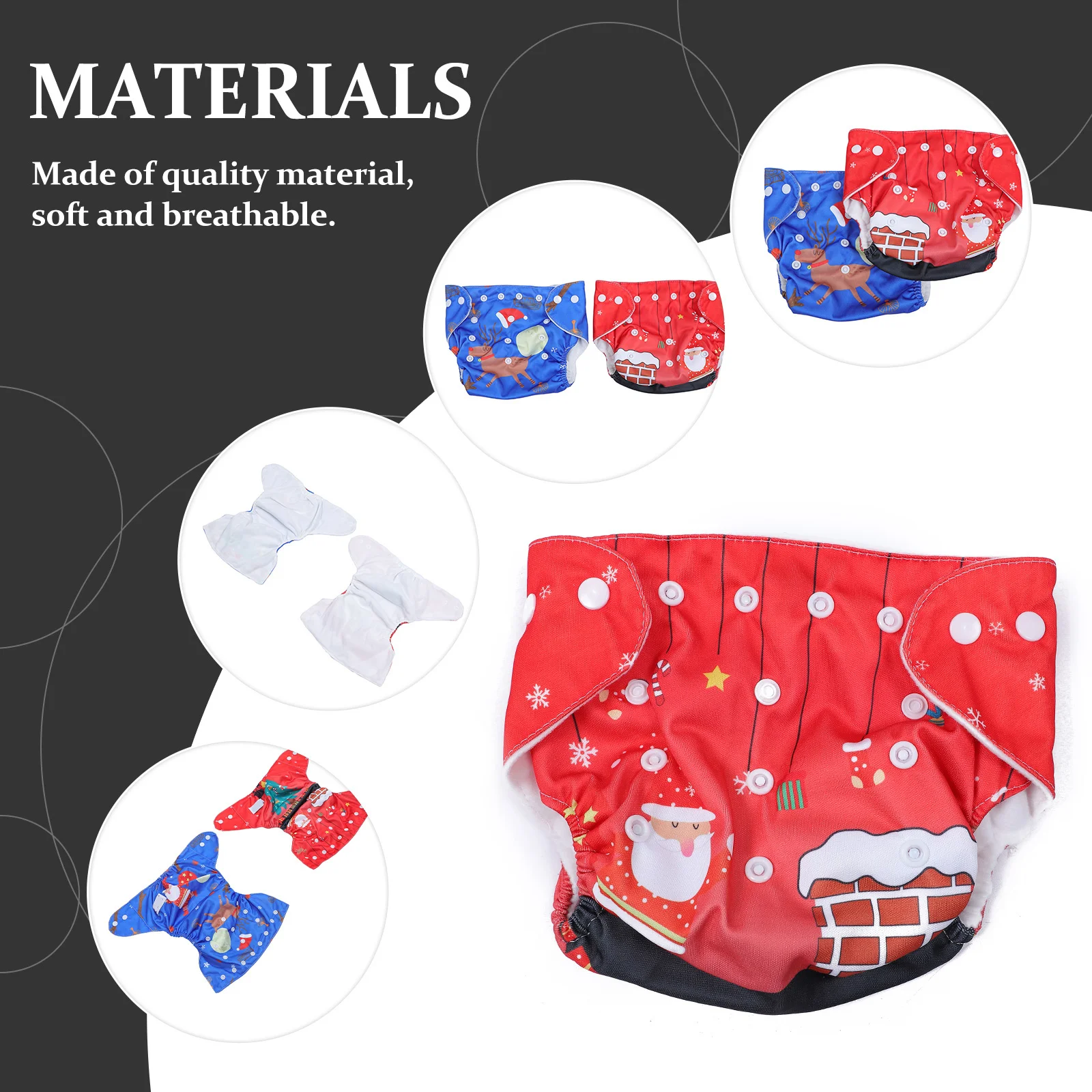 2 قطعة عيد الميلاد مقاوم للماء الطفل السراويل اضغط على زر غطاء حفاضات تنفس لحديثي الولادة قعادة سرير تدريب الملابس قابل للغسل #5
