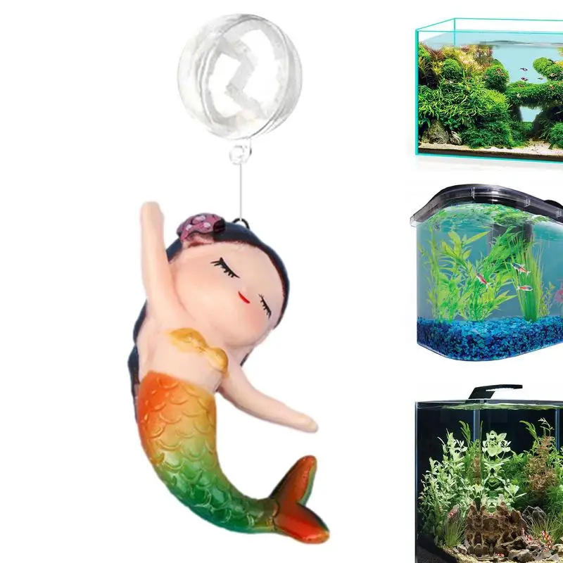 Floating Mermaid Aquarium Decorations Creative Fish Tank Landscaping Craft Pendant Floating Mermaid Ornaments For Aquarium