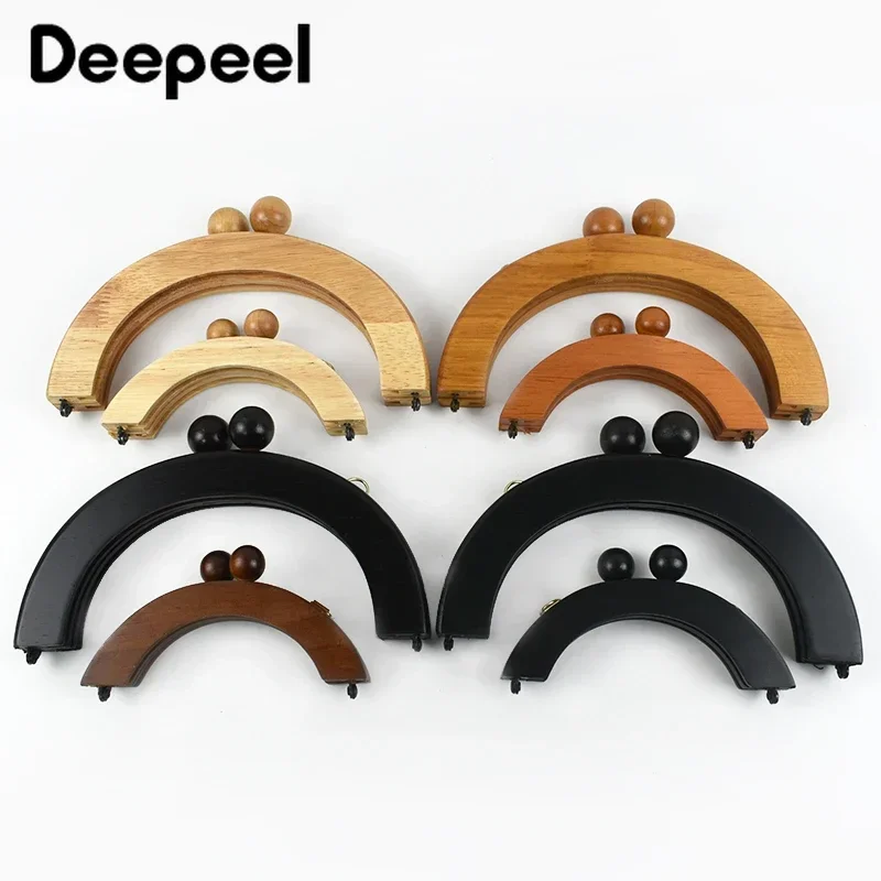 14/20cm Deepeel Handbag Wood Handle Bag Kiss Clasp Purse Closure Frame buckle Bags Crafts Sewing Wallet Brackets DIY Accessories