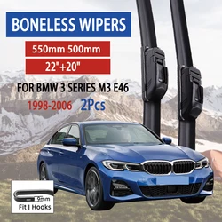 For BMW 3 Series M3 E46 1998-2006 Car Front Wiper U-type Soft Rubber Boneless Wiper HD Quiet Durable Automotive Wiper 22