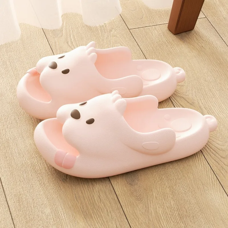 Cute Dog Cartoon Slippers Women Men Summer Thick Sole Slides Non Slip Bathroom Sandals Indoor Home outdoor puppy Couple Shoes view 5