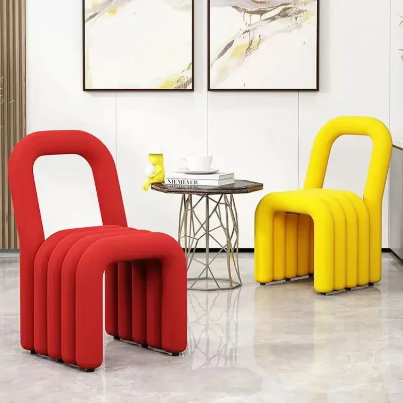 Nordic Creative Strange Shape Chair Desk for Bedroom Living Room Rainbow Dining Chair Stool Comb Makeup Designer Dining Chair