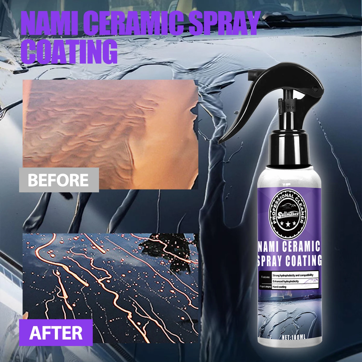 Sulimasex Polishes Advanced Ceramic Spray Speed-Curing Effect Exceptional Water Repellency Rapid Coating Gloss Car RVs