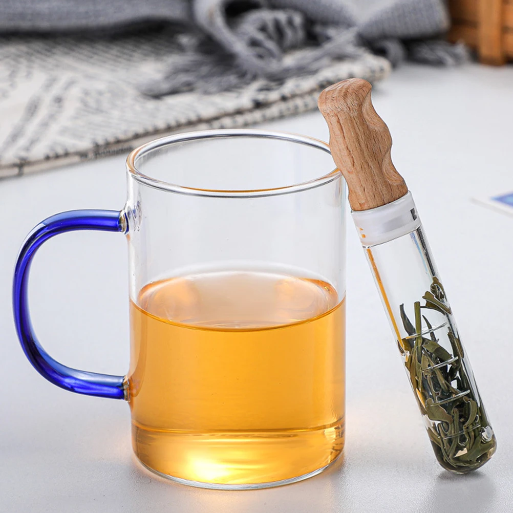 

Glass Infuser With Wooden Cork, Fine Filter Holes, Home Filter, Reusable Strainer, Storage Glass Container, Tea Colander, Tea