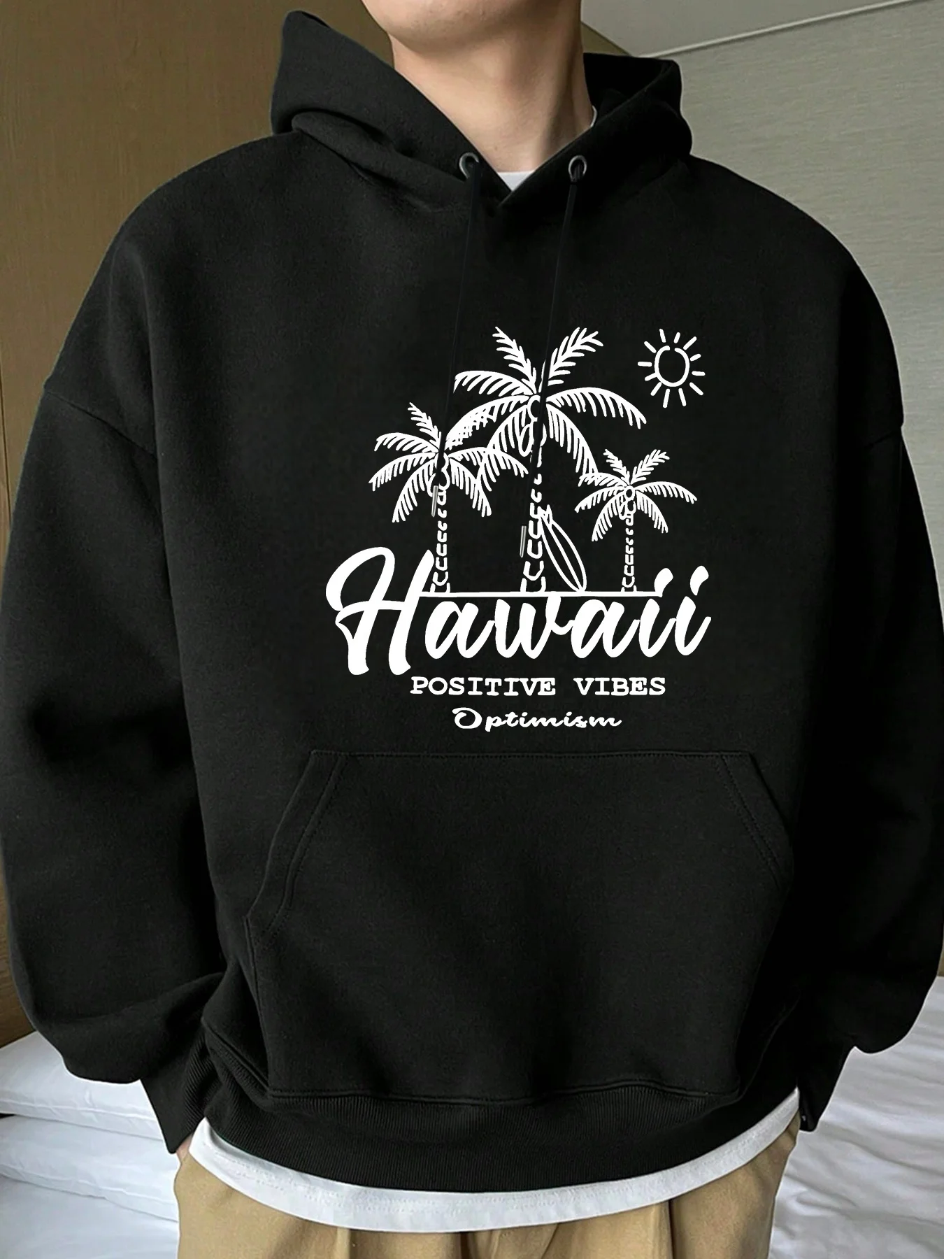 Fall/Winter Men's Pullover Hoodie with Zippered Pockets, Featuring 