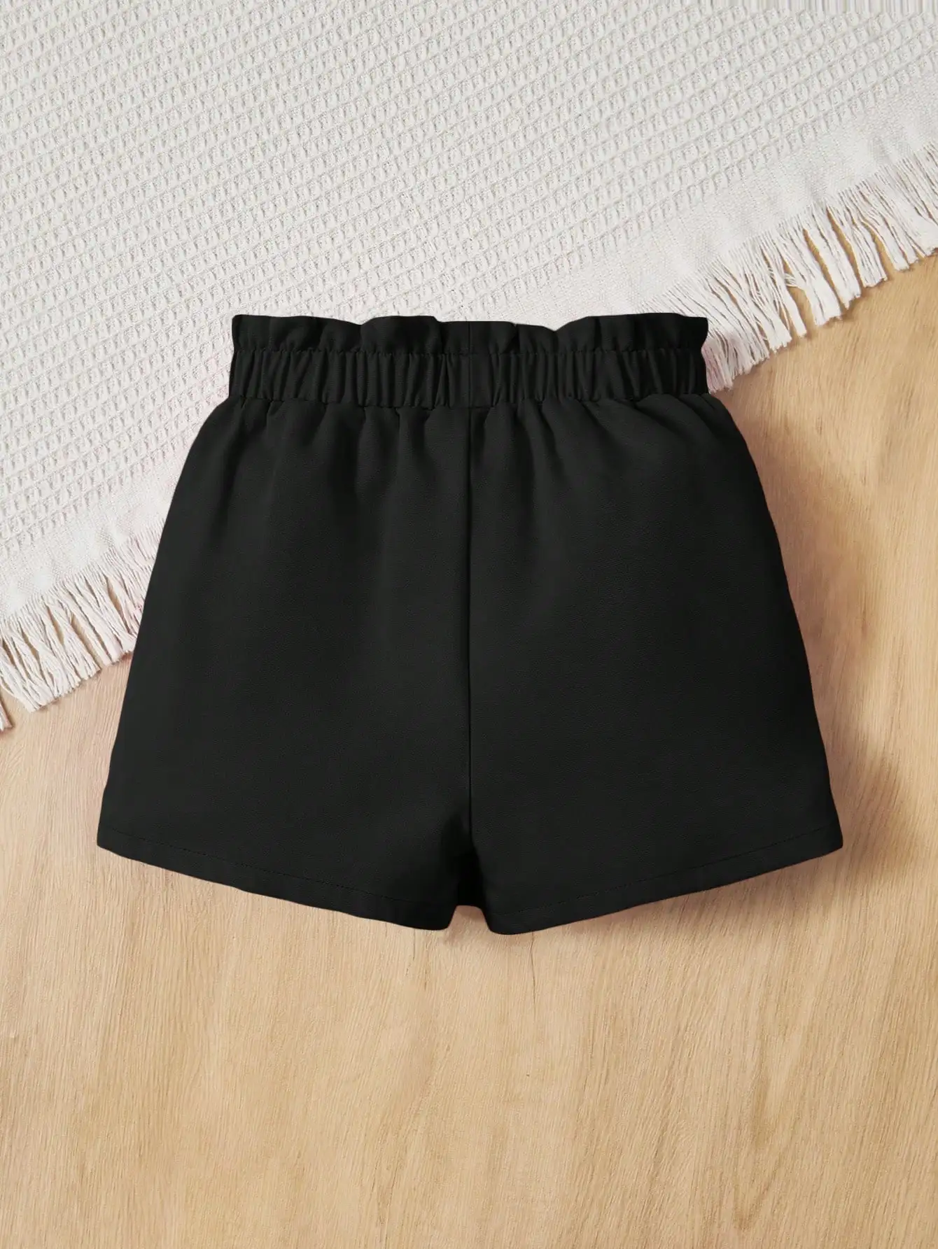 Young Girl Casual A-line Short Skirt Toddler Solid Color Paper Bag Tie Waist Bowknot Skort For Summer