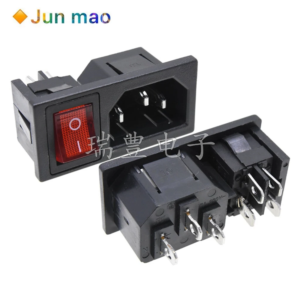 1set AC power socket horizontal pin plug AC 2-in-1 card type AC embedded horizontal with 4-pin switch socket