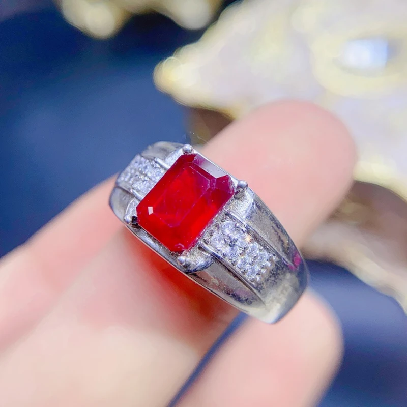 Natural Ruby Rings for men silver 925 jewelry luxury gem stones 18k gold plated free shiping items