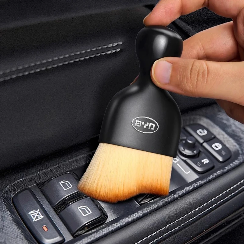 BYD Logo Car Cleaning Kit Fit Atto3 Han Tang Song Seal Dolphin, Soft Dust Brush + Microfiber Towel, Vehicle Care Accessories