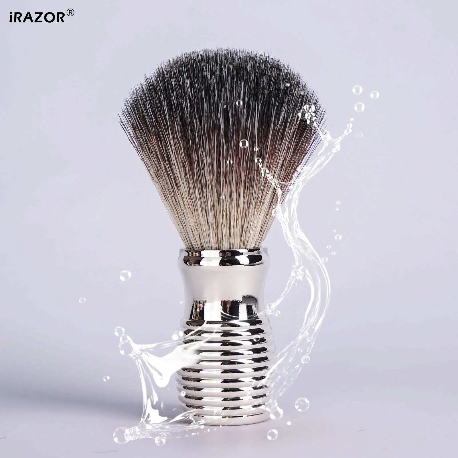 iRAZOR Men's Synthetic Hair Wet Shaving Brush Aluminium Anti-Slip Handle Barber Salon Men Facial Beard Cleaning Shave Tool