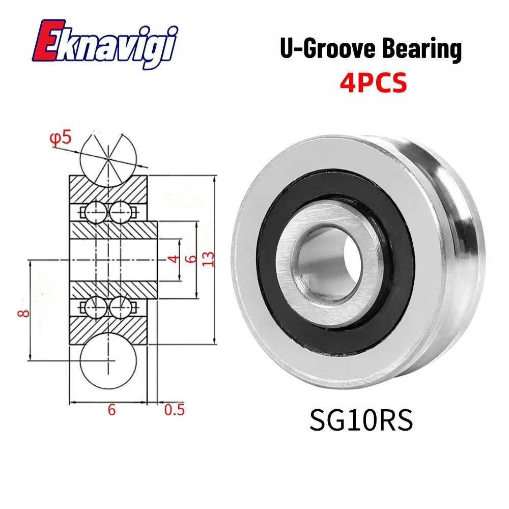 

4PCS Free Shipping SG10+M4 Laser Embroidery Machine U-shaped Circular Groove Guide Roller Double Volleyball Bearing