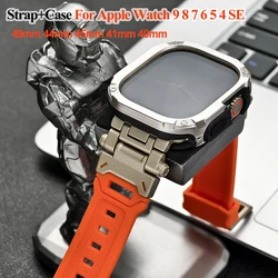 Strap+Case for Apple Watch Band Ultra 2 49mm 44mm 45mm TPU Protector Case Cover Silicone Bracelet for IWatch Series 9 8 7 6 5 4