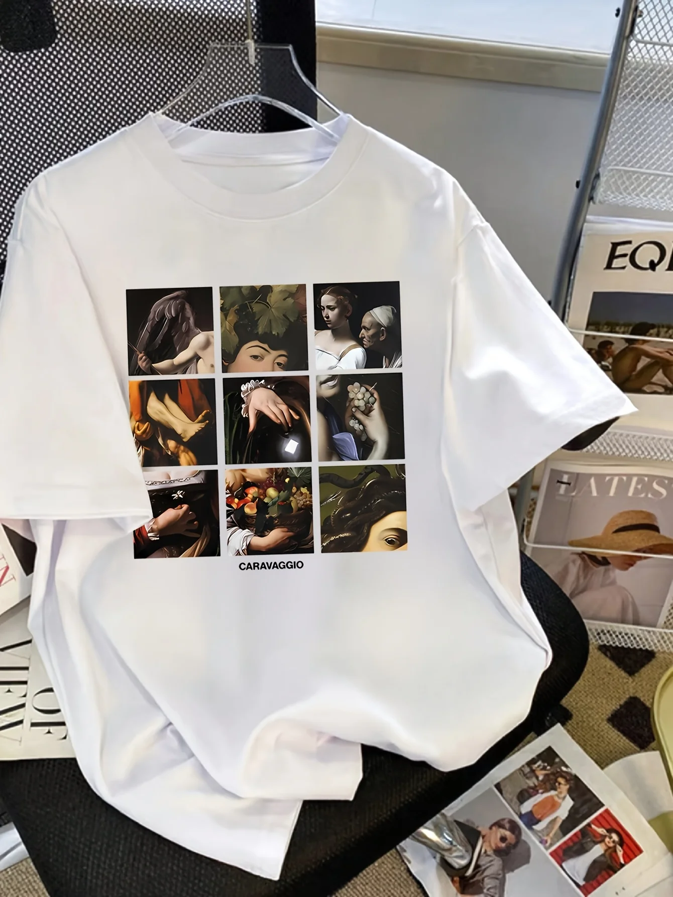 

Caravaggio-Inspired Renaissance Art T-Shirt for Women - Pink Casual Short Sleeve Round Neck Top with Vibrant Paintings Print,