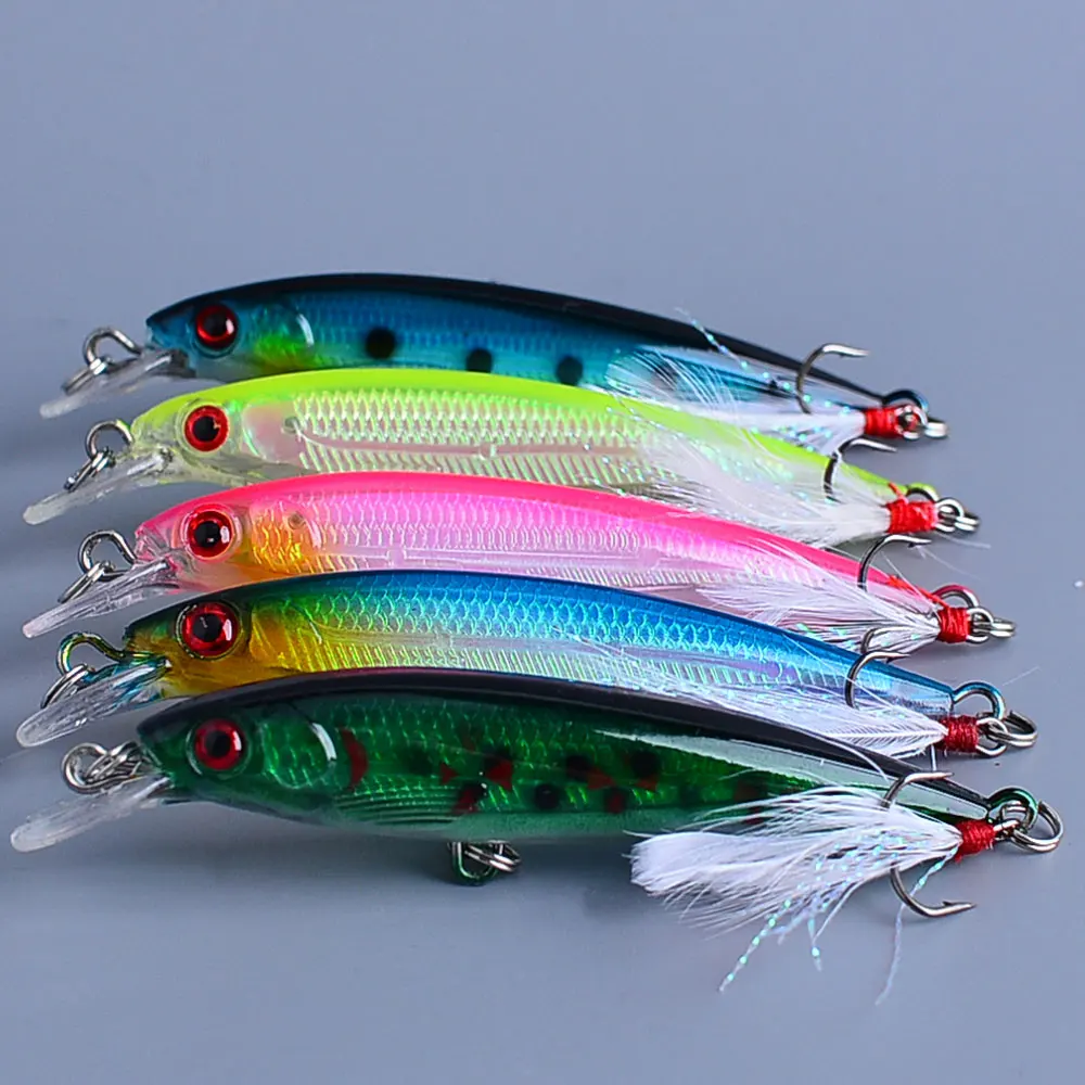 10pcs Bionic Minnow Fishing Lure Set -6.8g Hard Bait with Feather Treble Hooks for Maximum Catch - view 5
