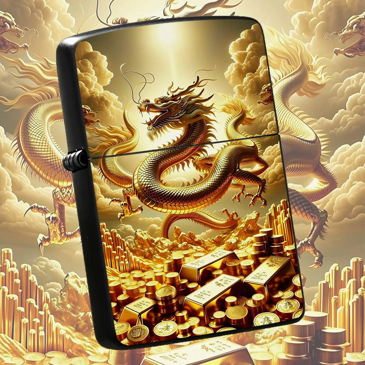 Exquisite Auspicious Golden Dragon Lighter, Gorgeous Cloud Treasure Wealth Theme Design, Portable Stylish Versatile Accessory, Ideal Holiday Birthday Festival Gift for Friends Family, Suitable for Daily Outdoor Home Mult A Humorous And Inte
