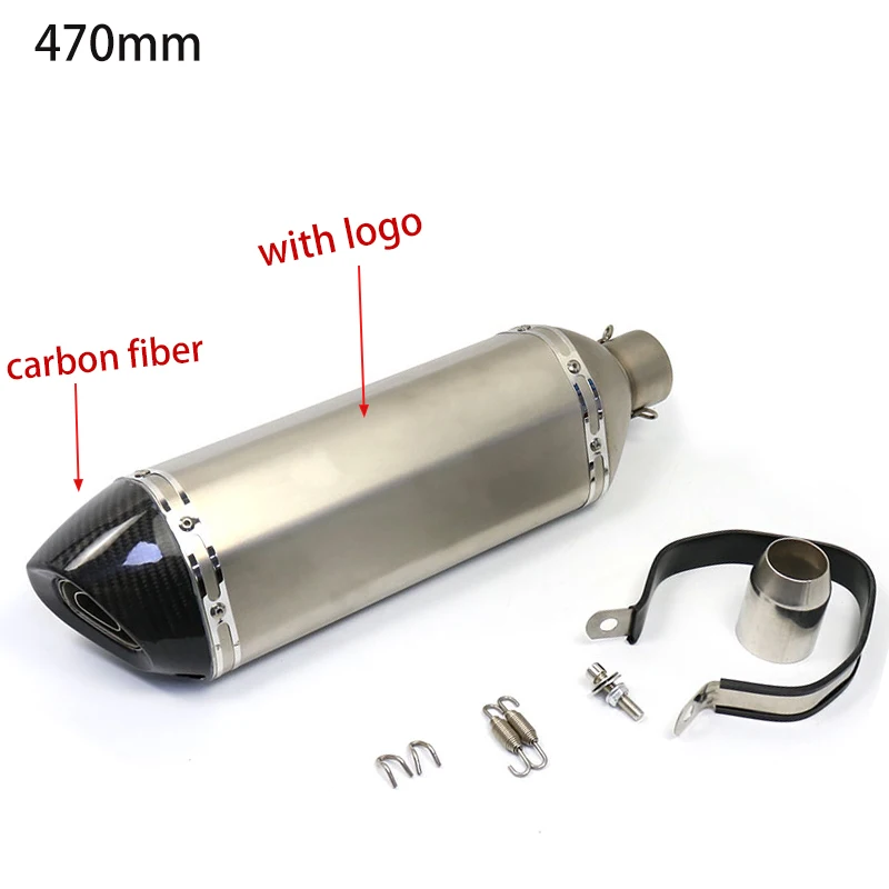 

470MM Slip On Universal Motorcycle Exhaust Pipe Escape Moto Muffler Removable DB Killer 51MM For R3 Z900 AK550 CBR500 Nmax
