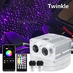 16W RGBW Podwójna głowica samochodowa Starry Sky Twinkle Zestaw sufitowy z gwiazdą światłowodową Aplikacja Bluetooth Dach samochodu Starry Sky Światło światłowodowe