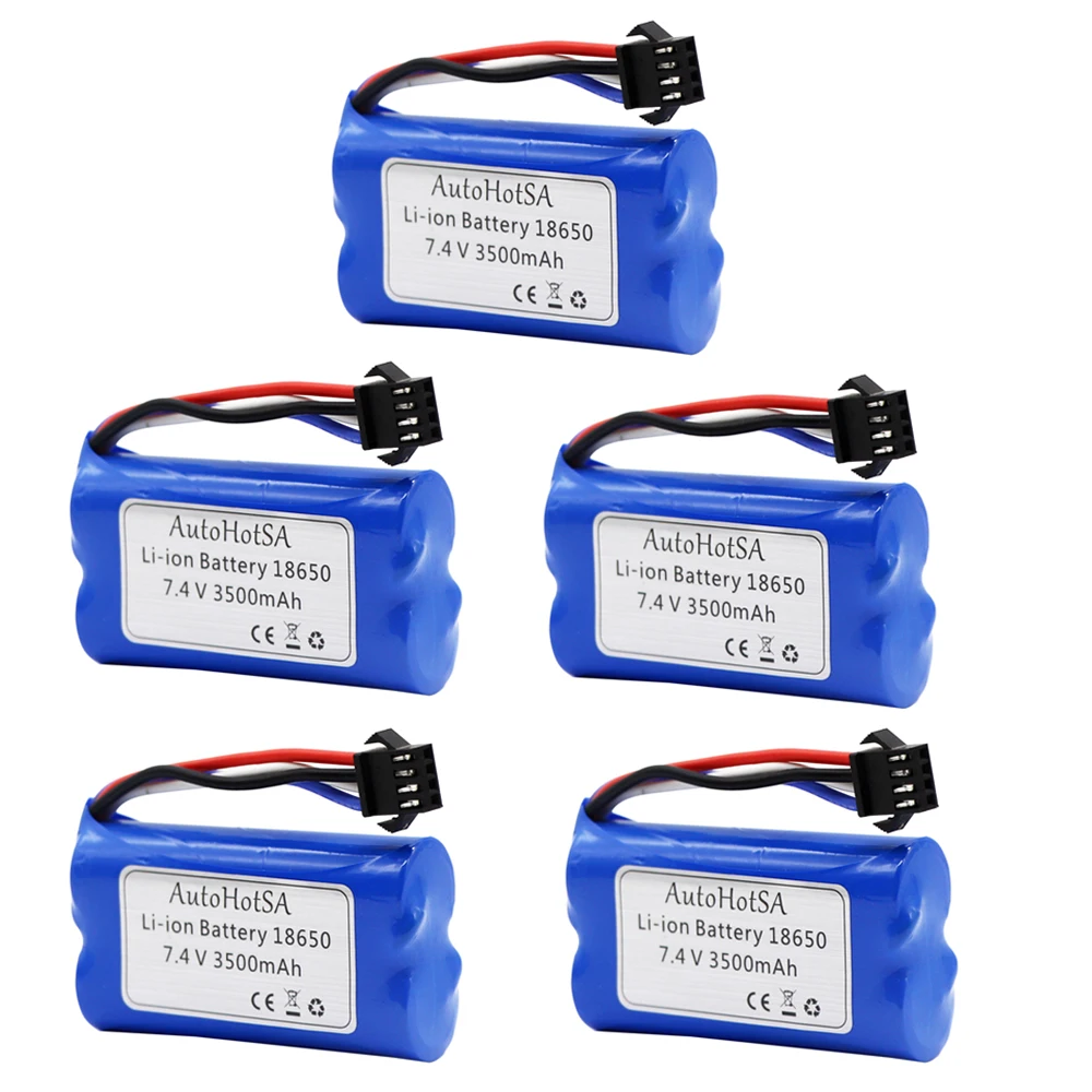 7.4V 3500mah 18650 LI-ION Battery with SM-4P Plug for Udi007 udi002 Udi001 HJ806 RC Boat Spare Parts 960 961 962 battery 1-10pc