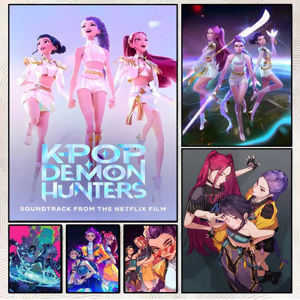 ملصق فني لفيلم KPop Demon h-Hunters جدار لاصق مقاوم للماء لغرفة المعيشة المنزلية وغرفة النوم والديكور الجمالي