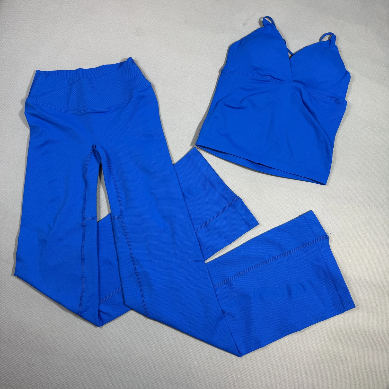 Top and Vision Flares Leggings Women V Crossover Seamless Yoga Pants No Front Seam Sports Leggings Bootcut Workout Pants