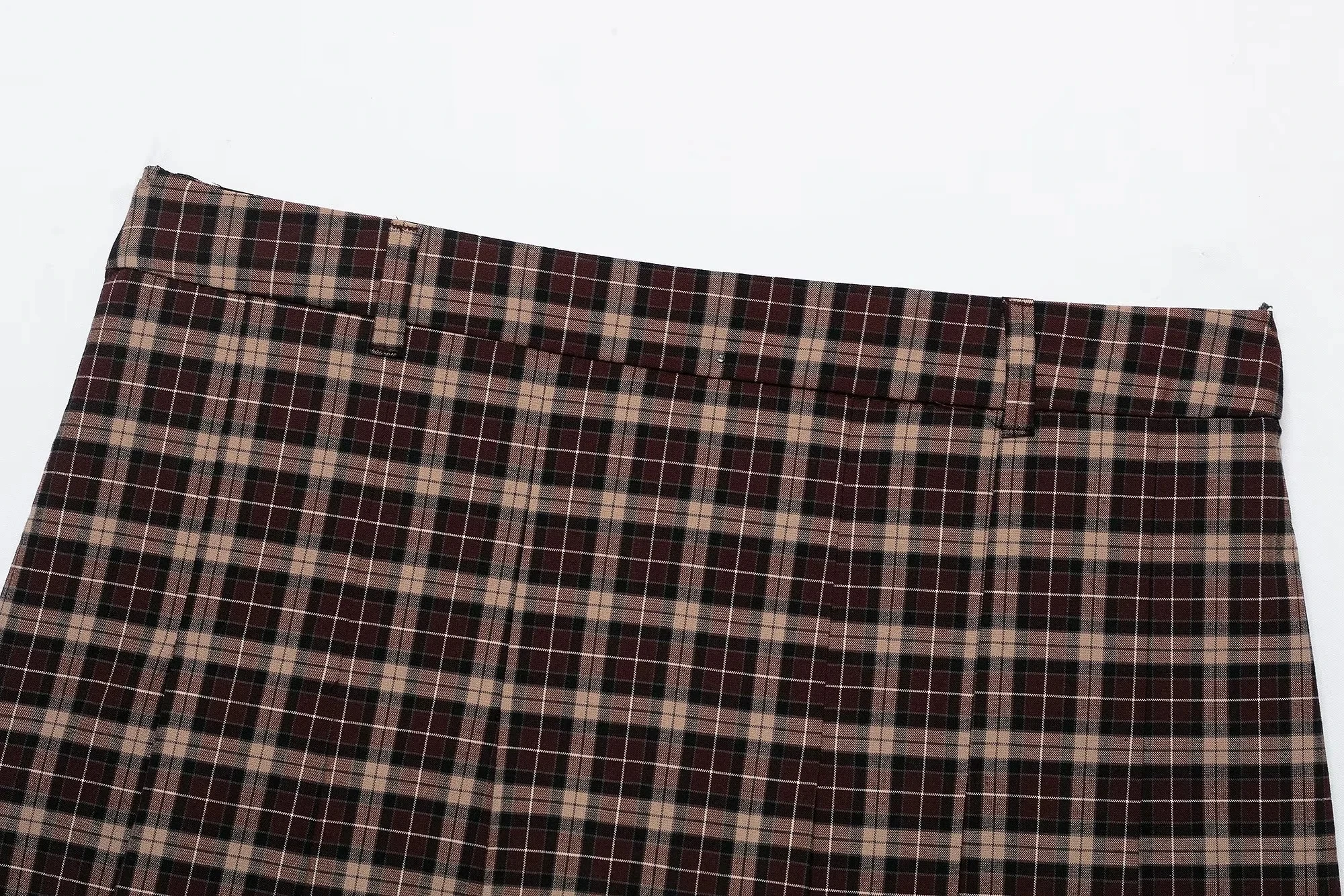 KONDALA Lässiger Chic Damenanzug, Karierter Stehkragen, Langarm, Reißverschluss, Kurzer Mantel, Faltenrock, Shorts, Mode 2026 Herbst-Urlaubsset – Detail 23