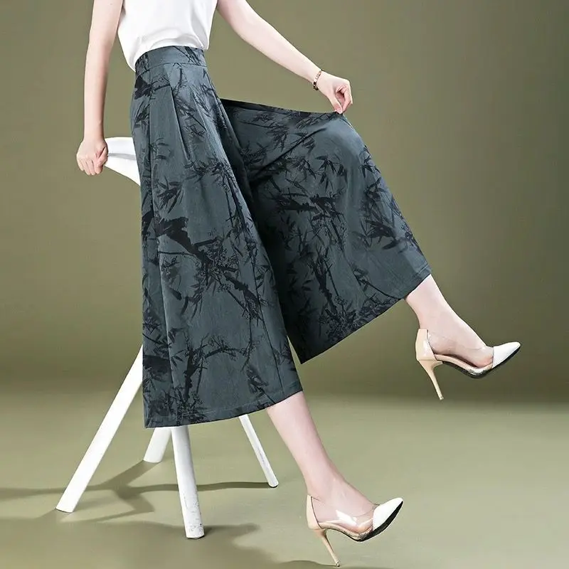 Chiffon hoge taille sneldrogende broek voor dames strandkleding Koreaanse mode casual trends 2025, kwaliteit elastische damesbroek