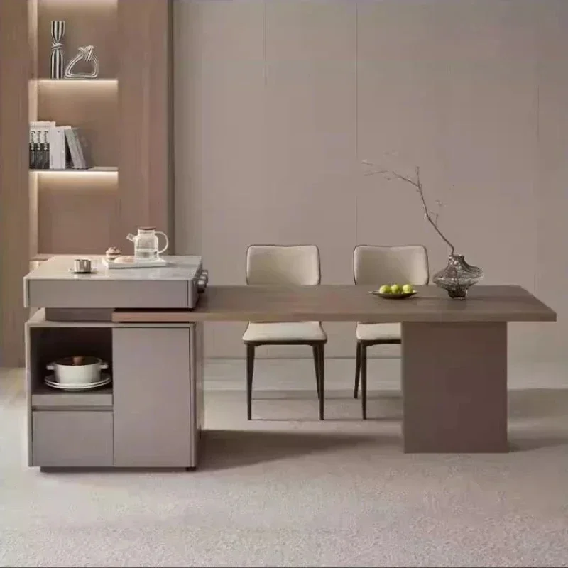 

Modern 2.4m 2.7m Minimalist Storage Table Rock Slab Multifunctional Advanced Island Household Retractable Dining Room Furniture